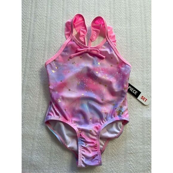 ZEROEXPOSUR Girls Size 4 Shooting Star 1-Piece, Cover-Up Skirt & Goggles Swimsui - Picture 4 of 8